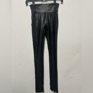 SPANX Black Faux Leather Leggings size XS